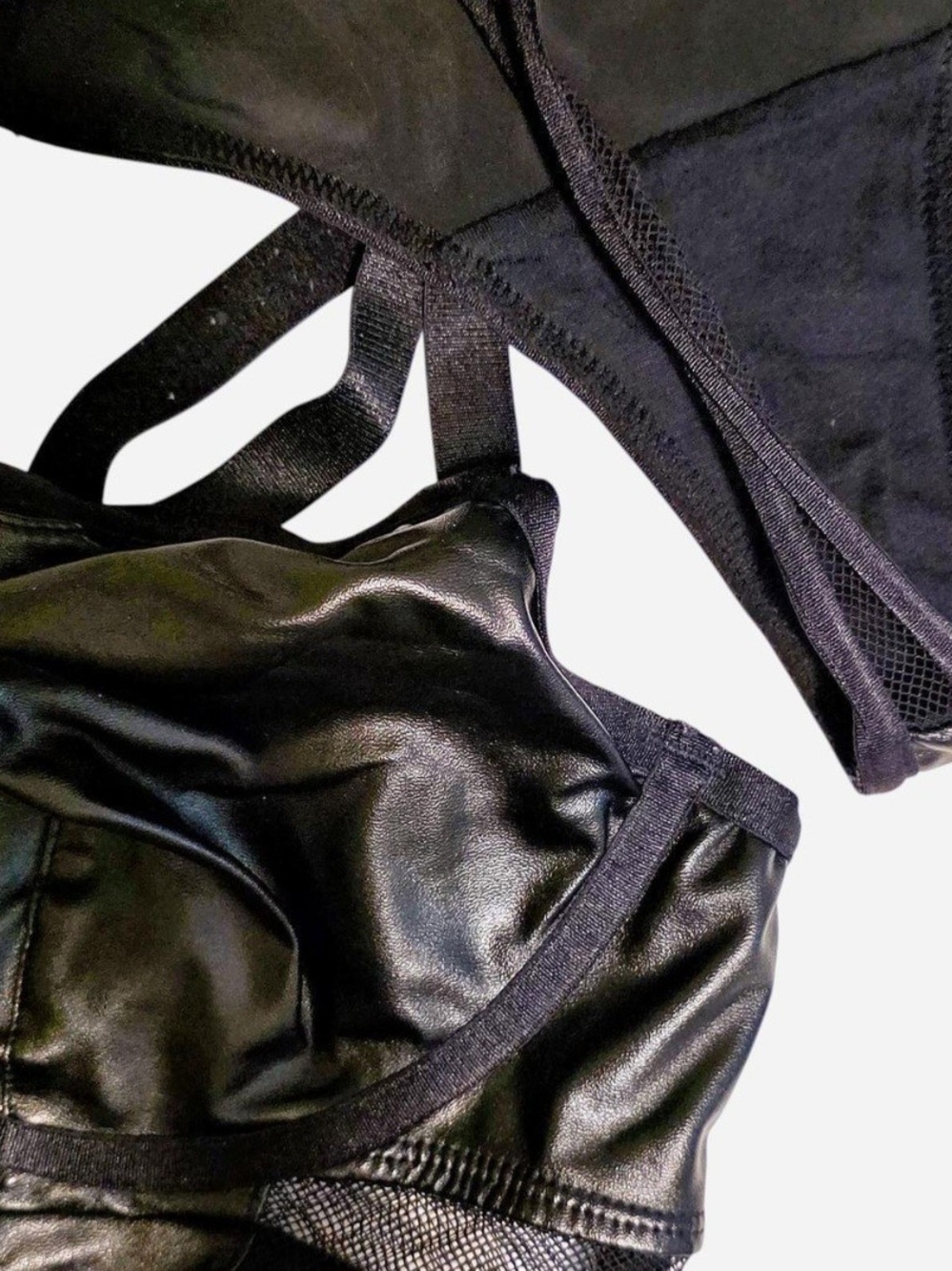 Torrid Faux Leather & Fishnet Bra & Panty Set Sexy Edgy Alternative - Picture 3 of 9